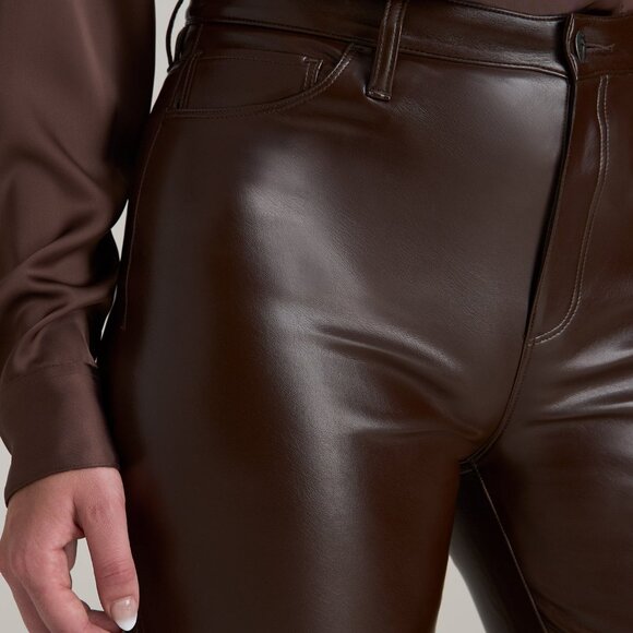 American Tall True Touch Leather Straight Leg Pants for Tall Women in Espresso S - Picture 2 of 3
